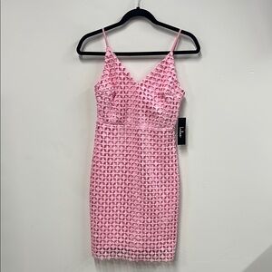 New Lulus Pink Textured mini Dress xs nwt